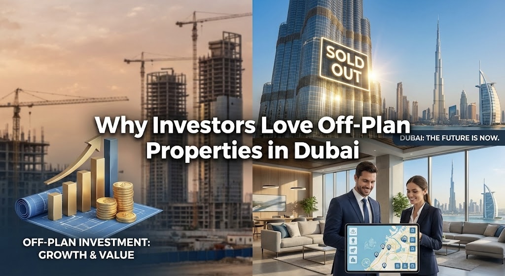 Investment-focused Dubai property image featuring new off-plan development