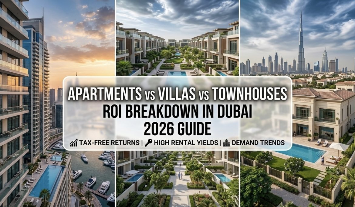 Apartments vs Villas vs Townhouses ROI comparison in Dubai real estate 2026